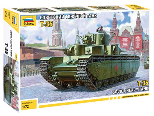 Zvezda 5061 500785061-1:72 T-35 Soviet Heavy Tank WWII - Maqueta de construcción (construcción de Modelos, aficiones, Manualidades, Kit de Montaje de plástico, sin lacar)