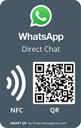 1 Etiqueta Adhesiva WhatsApp para Chat Directo QR/NFC gris rectangular