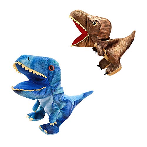 1 par de marionetas de mano de dinosaurio de peluche, juguete de juego de roles para niños, guante realista Dinosour Toy Juguete interactivo para padres e hijos para adultos y niños (B)