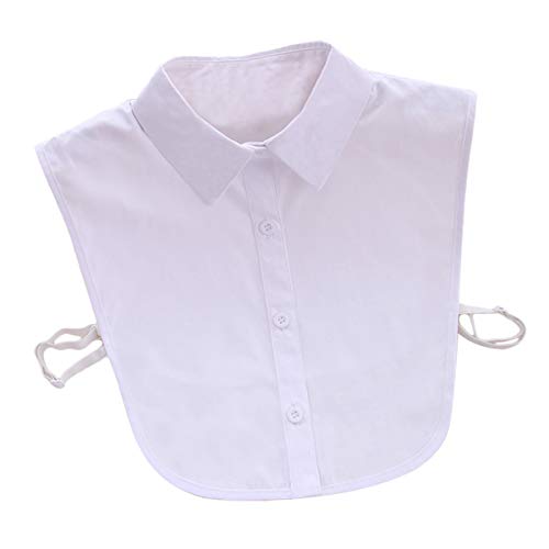 1 Pieza de algodón Blanco de algodón Desmontable Media Camisa Blusa Falso Collar (Blanco)