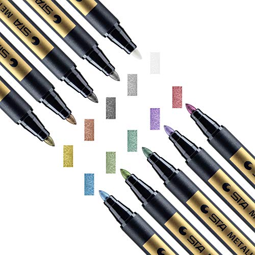 10 Colores Metallic Marker Pens, for Card Making, Scrapbooking, DIY Photo Album, Plastic, Glass, Metal, Wood, Stone, Huevo de Pascua, Clothes, Pottery, Funnasting Colours Painting Pens Art Marker 10 Colores Metallic Marker Pens, for Card Making, Scrapbooking, DIY Photo Album, Plastic, Glass, Metal, Wood, Stone, Huevo de Pascua, Clothes, Pottery, Funnasting Colours Painting Pens Art Marker