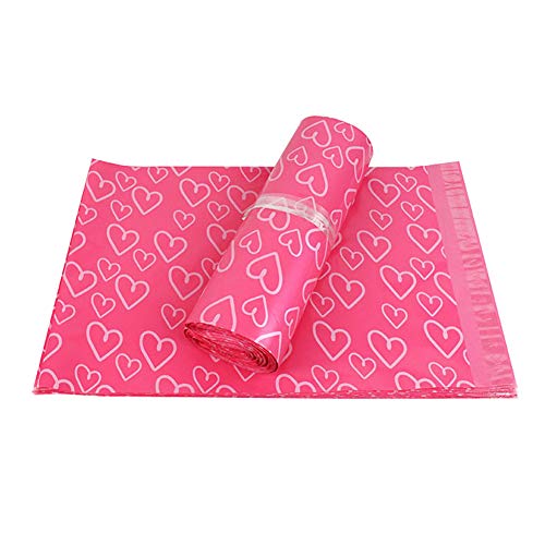 100 bolsas de embalaje para envíos postales de 28 x 42 cm, diseño de corazón rosa, autoselladas, bolsas de envío, sobres para envíos exprés