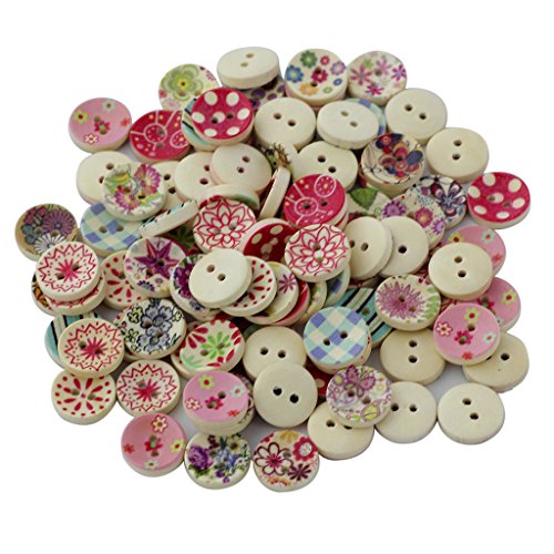 100pcs Colores Pintados Botones De Madera Redonda De Bricolaje Para La Costura Y Elaboración 100pcs Colores Pintados Botones De Madera Redonda De Bricolaje Para La Costura Y Elaboración
