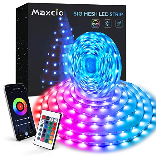 10M Tiras Led, Maxcio Bluetooth Luces Led Habitación con Modo Música, 24 Teclas Control Remoto, 8 DIY Escenas, Tiras Led rgb con Colores y Brillo Ajustable para Hogar, Fiestas, Navidad