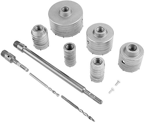 10Pcs Kit de Sierra de Corona de Caña de Extensión Cuadrada para Hormigón Brocas de Perforación de 35mm, 40mm, 50mm, 65mm, 82mm, 110mm Adaptador SDS 110 mm 350 mm 10Pcs Kit de Sierra de Corona de Caña de Extensión Cuadrada para Hormigón Brocas de Perforación de 35mm, 40mm, 50mm, 65mm, 82mm, 110mm Adaptador SDS 110 mm 350 mm