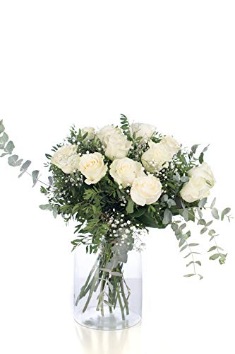 12 Rosas Blancas, Flores Naturales a Domicilio Blossom® | Ramo de Rosas Naturales a Domicilio Frescas y Recién Cortadas | Sant Jordi, San Valentín, Día de los Difuntos | Entrega Gratis 24 horas …