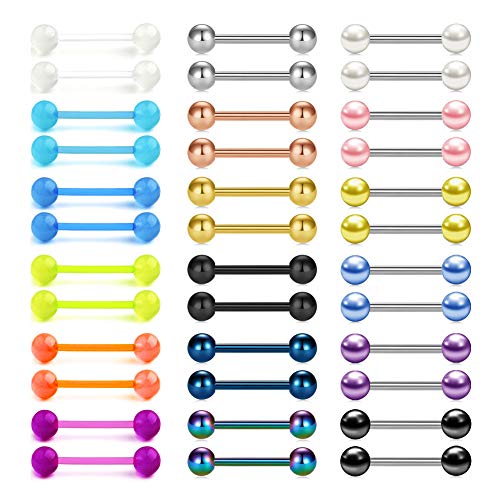 14G Acero Inoxidable Piercing Lengua Barras Pezon Anillos Brillan en la Oscuridad Flexible Acrílico Recto Barbell 16mm Perla Retainers Piercing Joyería para Mujeres Hombres 14G Acero Inoxidable Piercing Lengua Barras Pezon Anillos Brillan en la Oscuridad Flexible Acrílico Recto Barbell 16mm Perla Retainers Piercing Joyería para Mujeres Hombres