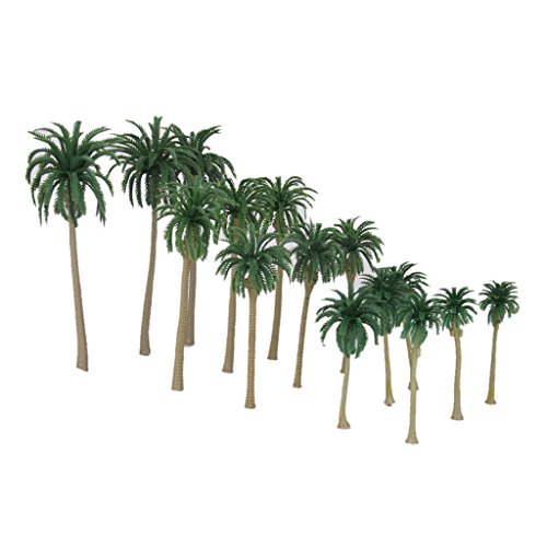 15pcs Modelo de Árbol Palmera Paisaje de Tren Plástico Verde