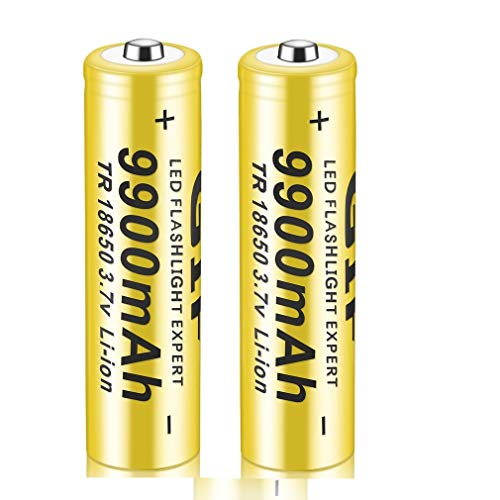 18650 Batería recargable de iones de litio de 3,7 V 9900 mAh, gran capacidad, universal, segura, práctica para linterna LED, iluminación de emergencia, dispositivos electrónicos, etc. (amarillo)