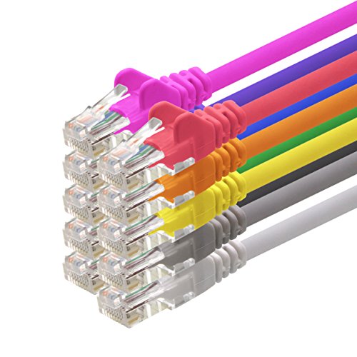 1aTTack - Cable de Red UTP con Conectores RJ45 (Cat. 5, 10 Unidades), 10 Colores 0,5m