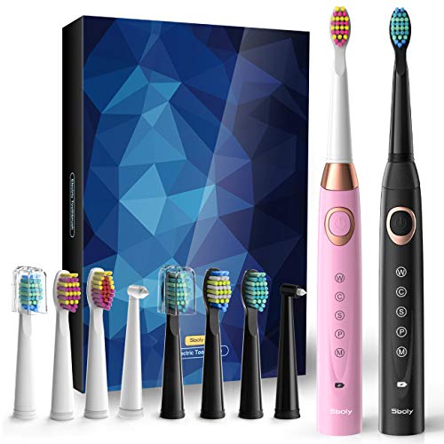 2 Cepillos de Dientes Eléctricos y Sónicos con 5 Modos 8 Cabezales y Carga Rápida USB que Dura 30 Días, Cepillos de Dientes Recargables con Temporizador Inteligente Incorporado(1 Negro y 1 Rosa) 2 Cepillos de Dientes Eléctricos y Sónicos con 5 Modos 8 Cabezales y Carga Rápida USB que Dura 30 Días, Cepillos de Dientes Recargables con Temporizador Inteligente Incorporado(1 Negro y 1 Rosa)