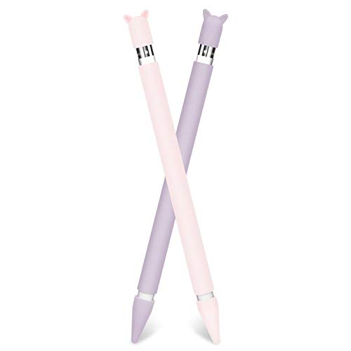2 Pack Funda de Silicona para Apple Pencil 1ª Generación, Funda Protectora para Apple Pencil Case Cover, Lindo Gato Forma Cap Holder y 2 Cubiertas de Punta Protectora - Morado+Rosa 2 Pack Funda de Silicona para Apple Pencil 1ª Generación, Funda Protectora para Apple Pencil Case Cover, Lindo Gato Forma Cap Holder y 2 Cubiertas de Punta Protectora - Morado+Rosa