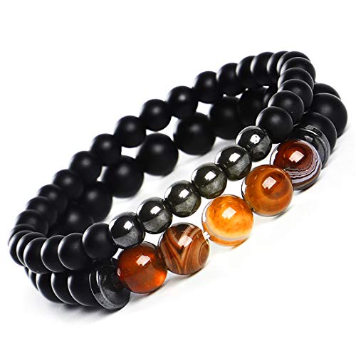 2 pulseras de ágata, juego de pulseras de dos piezas con cuentas de piedra, pulsera elástica de jade de 8 mm con piedras preciosas naturales, pulseras de amistad / pareja para hombres y mujeres 2 pulseras de ágata, juego de pulseras de dos piezas con cuentas de piedra, pulsera elástica de jade de 8 mm con piedras preciosas naturales, pulseras de amistad / pareja para hombres y mujeres