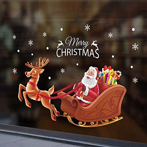 2 unids/Navidad ve la Ventana de Vidrio Pegatinas de Nueva Joy Santa Claus Trineo Etiquetas engomadas Creativas DIY (Color: A, Tamaño: 60 * 90 cm) Peng (Color : A)