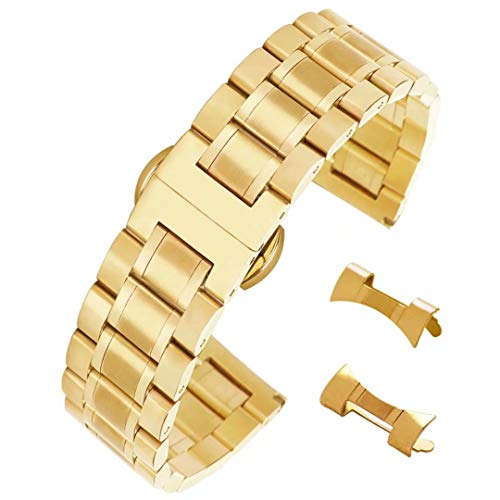 20 mm Bandas de Acero Inoxidable sólidos duraderos Miran Pulseras con Cierre desplegable de fácil liberación en Oro 20 mm Bandas de Acero Inoxidable sólidos duraderos Miran Pulseras con Cierre desplegable de fácil liberación en Oro