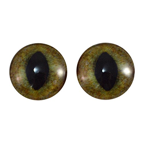 20 mm par de realista verde y marrón gato cristal Ojos, para hacer de joyería, muñecas, Esculturas, más