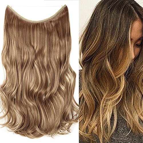 20"(50cm) Extensiones de Cabello Natural con Hilo Invisible Sin Clip Pelo Sintético Una Pieza Rizada Onduada Postizos Pelucas (90g,Marrón Claro mezcla Rubio Ceniza) 20"(50cm) Extensiones de Cabello Natural con Hilo Invisible Sin Clip Pelo Sintético Una Pieza Rizada Onduada Postizos Pelucas (90g,Marrón Claro mezcla Rubio Ceniza)