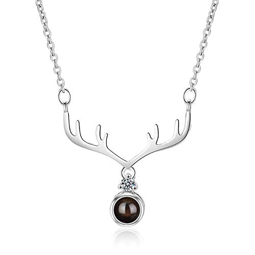 24 JOYAS Colgante Cuernos de Alce con Mensaje Te Quiero en 100 Idiomas y Cadena de 40 + 3 centímetros para Mujer (Plateado) 24 JOYAS Colgante Cuernos de Alce con Mensaje Te Quiero en 100 Idiomas y Cadena de 40 + 3 centímetros para Mujer (Plateado)