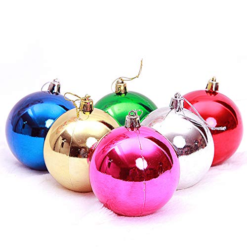 24Piezas Bolas de Navidad de 4cm Mezcla de Colores, Adornos Navideños para Arbol, Decoración de Bolas de Navidad Inastillable Plástico (24pcs 4cm Mezcla de Colores)