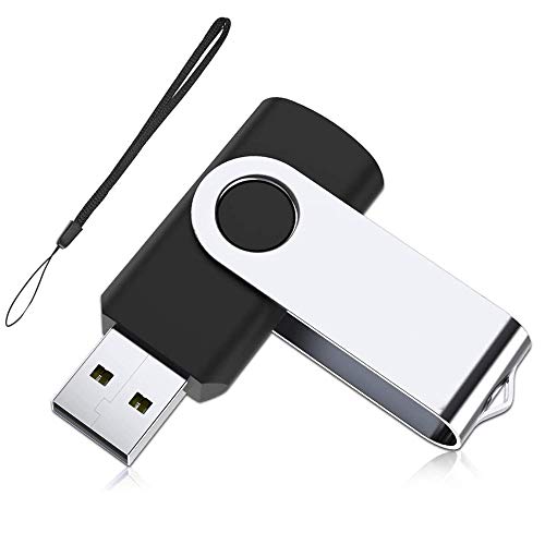 256GB Memorias USB PenDrive Giratoria Pen Drive 256 GB Unidad Flash USB 2.0 Negro - Cordón Gratis