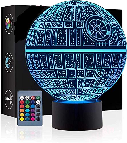3D Ilusión óptica Lámpara LED Luz de noche Deco LED Lámpara 7 colores de control remoto con Acrílico Plano & ABS Base & Cargador usb (Star Wars)