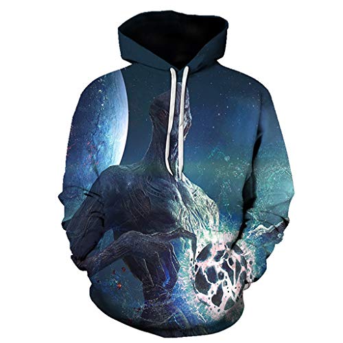 3D Impresa Sudadera con Capucha, Fresco Unisex de Moda Sudadera Impresas en 3D Universo Súper Criatura Patrón de La Moda de La Personalidad Outwear con Grandes Bolsillos Streetwear Sudadera Deportiva