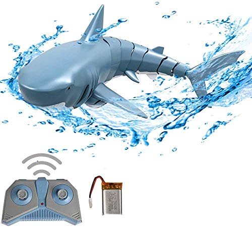 3T6B 2.4GHz Juguetes RC Tiburón Flexibles ,Barco de Juguete eléctrico con Control Remoto bajo el Agua Shark Toy, Juguete Regalo de Piscina para niños, Azul