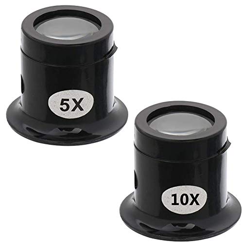 4 PCS Lupa de Relojero, NALCY Lupa Monocular Relojero Lupa para Reparación de Reloj y Joyas Factor de Aumento 5, 10 (Negro)