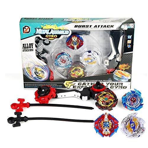 4 Piezas Burst Peonzas de batalla Juguetes Conjunto Spinner Conjuntos de Metal de Gyro 4D | Niños Niños Adolescentes Regalos Cumpleaños Graduación