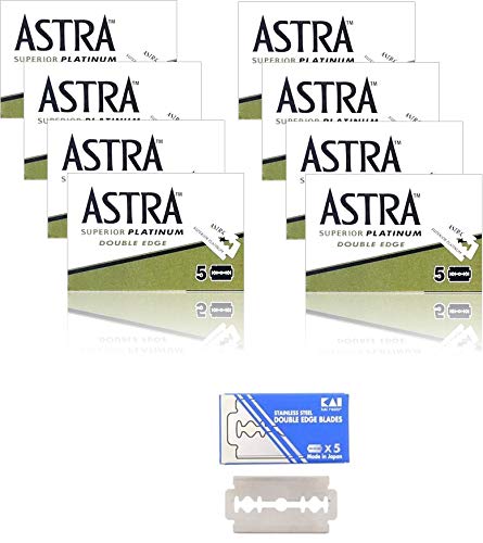 40 Cuchillas de afeitar ASTRA - Superior Platinum + 1 cuchilla de afeitar KAI Stainless Steel gratuita