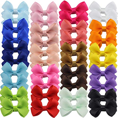 40pcs 2.5"Baby Girls Tiny Hair Bows Clips Grosgrain Ribbon Bows Hair Barrettes Accesorios para el cabello para niñas Niños pequeños Niños Niños Adolescentes