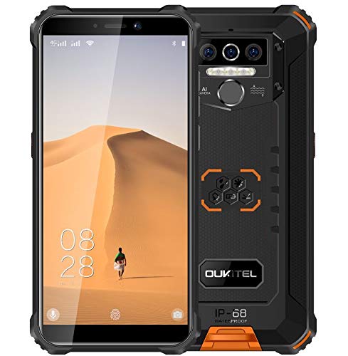 4G Teléfono Móvil Resistente 2020 OUKITEL WP5, Batería de 8000 mAh, Smartphone Impermeable IP6, 4 Luces de Flash LED, MTK6761 4GB + 32GB, 13MP + 2MP + 2MP, Android 9.0, Reconocimiento Facial Naranja 4G Teléfono Móvil Resistente 2020 OUKITEL WP5, Batería de 8000 mAh, Smartphone Impermeable IP6, 4 Luces de Flash LED, MTK6761 4GB + 32GB, 13MP + 2MP + 2MP, Android 9.0, Reconocimiento Facial Naranja