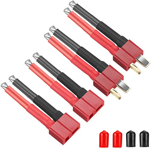 4PCS Decano Style T Plug Connector Conector Hembra y Macho con 12AWG Cable de Silicona para RC Lipo Batería Cable Drone + 4PCS PVC Protect Cover