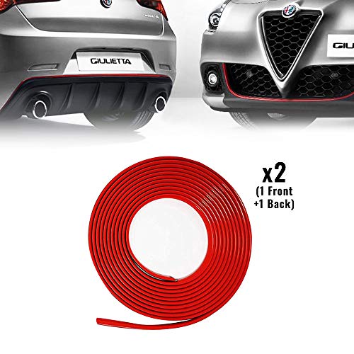 4R Quattroerre.it 31863 Perfil rojo adhesivo para Dam parachoques delantero + trasero Alfa Giulietta con adhesivo 3M APT