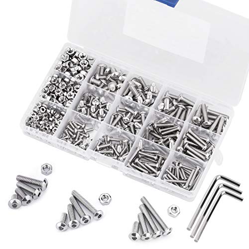500 PCS Juego de Tornillos y Tuercas, Tornillos de Cabeza de Botón Tornillos Hexagonales M3 M4 M5 Juegos de Pernos con Tuerca de Acero Inoxidable Head Hex Cabeza de Casquillo Tornillos 500 PCS Juego de Tornillos y Tuercas, Tornillos de Cabeza de Botón Tornillos Hexagonales M3 M4 M5 Juegos de Pernos con Tuerca de Acero Inoxidable Head Hex Cabeza de Casquillo Tornillos