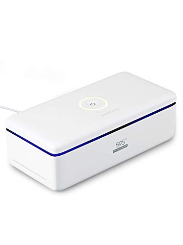 59S UV Esterilizador, Cajas de teléfono para esterilización UV, Caja esterilizadora LED UVC con 8 cuentas, Lámpara de esterilización rápida al 99,9% (white1)