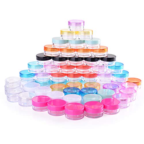 60 Piezas Contenedores de plástico, 5g, 12 Colores, Bote de Plástico Tarro Vacío Contenedor de Cosmético para muestras cosmético, Almacenamiento de Cremas 60 Piezas Contenedores de plástico, 5g, 12 Colores, Bote de Plástico Tarro Vacío Contenedor de Cosmético para muestras cosmético, Almacenamiento de Cremas