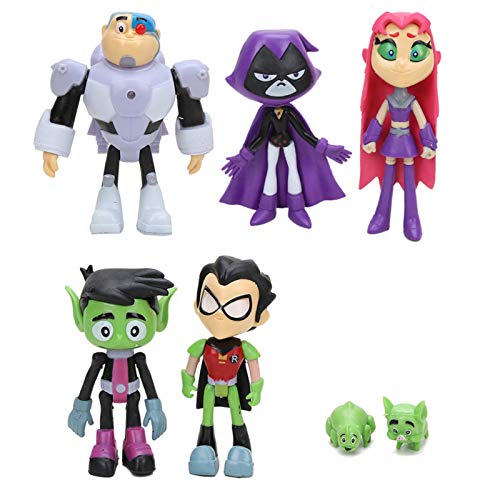 7 piezas Teen Titans Go Figuras de acción, Teen Titans Go Figuras de PVC Juguete Juvenile Titan Tema Fiesta Suministros Colección Figura Modelo Muñeca Regalo para mesa Accesorios de decoración