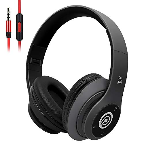 8S Auriculares Inalámbricos, Audífonos Inalámbricos Bluetooth Plegables HiFi con Micrófono Incorporado y Control de Volumen Eliminación de Ruido, Soporte Micro SD/TF/FM, para iPhone/ Samsung/ iPad/ PC