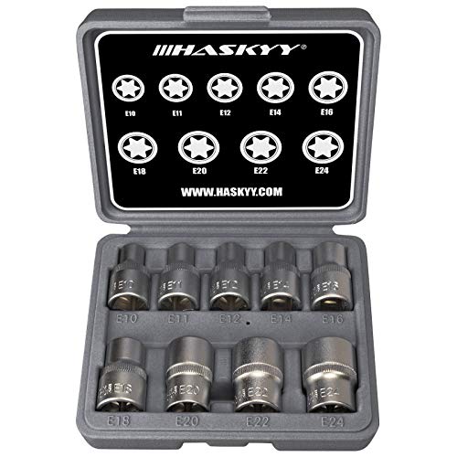 9 unidades. Juego de llaves de perfil en E, insertos de llave de vaso E10 - E24 9 unidades. Juego de llaves de perfil en E, insertos de llave de vaso E10 - E24