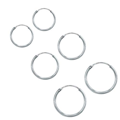 925 Plata de ley Pendientes de aro- 3 pares Diámetro 12mm 14mm 16mm pendientes de plata de ley pendientes aro de 925 Plata de ley Pendientes de aro- 3 pares Diámetro 12mm 14mm 16mm pendientes de plata de ley pendientes aro de