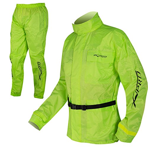A-pro Conjunto de chaqueta y pantalones impermeables impermeable, alta visibilidad, fluorescente, talla XL A-pro Conjunto de chaqueta y pantalones impermeables impermeable, alta visibilidad, fluorescente, talla XL