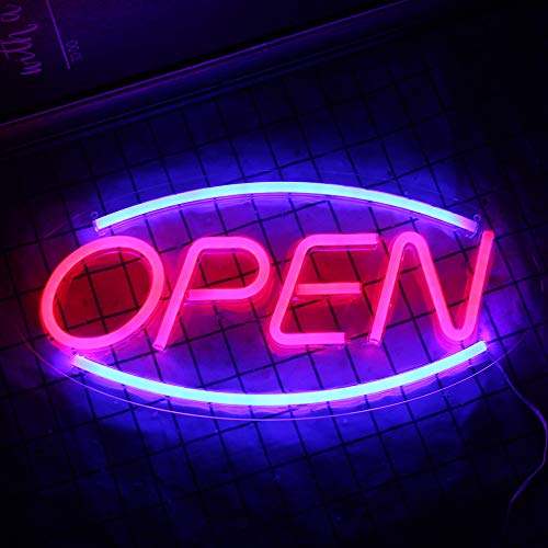 ABIERTO Cartel publicitario led luz de neón Arte de la pared Decoración Cartel de la tienda Bar Café Comercial neón luz nocturna decoración de la habitación con tecnología usb (17.7 '' × 8.7 '') ABIERTO Cartel publicitario led luz de neón Arte de la pared Decoración Cartel de la tienda Bar Café Comercial neón luz nocturna decoración de la habitación con tecnología usb (17.7 '' × 8.7 '')