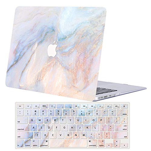 ACJYX Funda Dura para 2020 2019 2018 MacBook Air 13 Pulgadas A2179 / A1932, Plástico Case Carcasa Cubierta con Tapa del Teclado para MacBook Air 13 con Retina y Touch ID,Mármol Rosa Azul