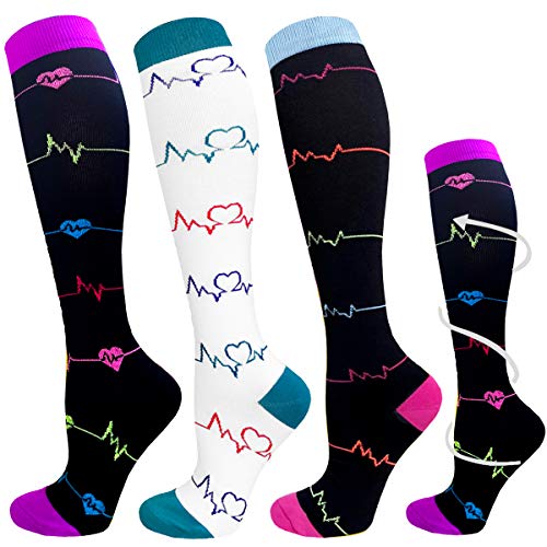 ACTINPUT 3 Pares Calcetines de compresión para Mujeres y Hombres 20-25 mmHg es el Mejor atlético, Correr,Escalar Montaña,Vuelo, Viajes, Enfermeras, Edema