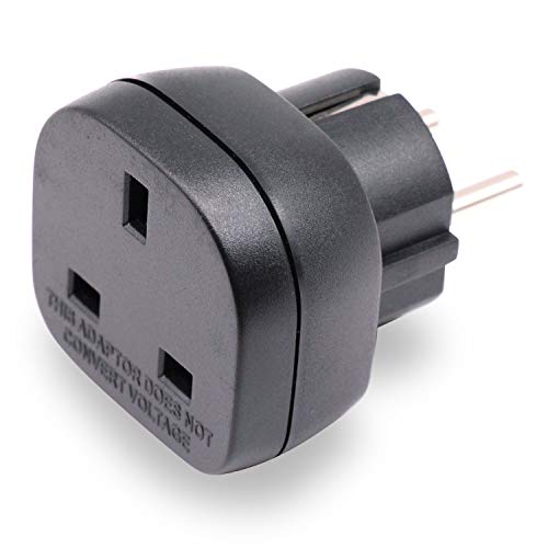 Adaptador de Reino Unido a UE/DE/FR/IT/ES Certificado BS8546, Convierte un Enchufe de 3 Clavijas UK/HK/UAE a 2 Clavijas UE/Alemania/Francia/España/Italia con Obturador de Seguridad (1 Pieza Negro) Adaptador de Reino Unido a UE/DE/FR/IT/ES Certificado BS8546, Convierte un Enchufe de 3 Clavijas UK/HK/UAE a 2 Clavijas UE/Alemania/Francia/España/Italia con Obturador de Seguridad (1 Pieza Negro)