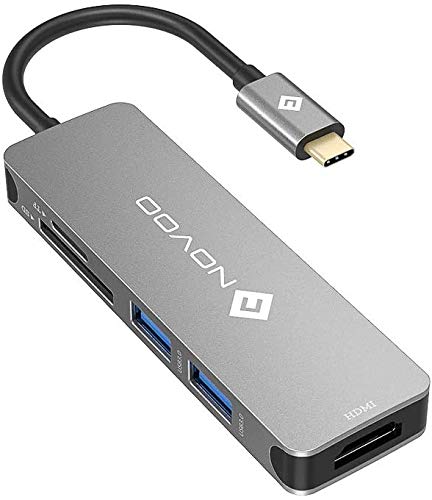 Adaptador macbook Air /pro Novoo 5 en 1 Hub Tipo C Adaptador Macbook HDMI 4k 60hz ,2xUSB 3.0, HDMI, Lector de Tarjeta SD/TF para tab s6 lite /ipad air 4, Macbook air 13/15 /2013-2020