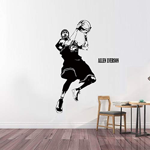 Adhesivo deportivo NBA Allen Iverson pared contra Allen Iverson recámara estudiante dormitorio fondo de pared decoración de pared, 19.5*24.4 inch