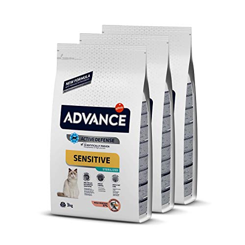 ADVANCE Sensitive Sterilized - Pienso Para Gatos Esterilizados Con Sensibilidades Digestivas - Pack De 3 x 3kg - Total 9 Kg ADVANCE Sensitive Sterilized - Pienso Para Gatos Esterilizados Con Sensibilidades Digestivas - Pack De 3 x 3kg - Total 9 Kg