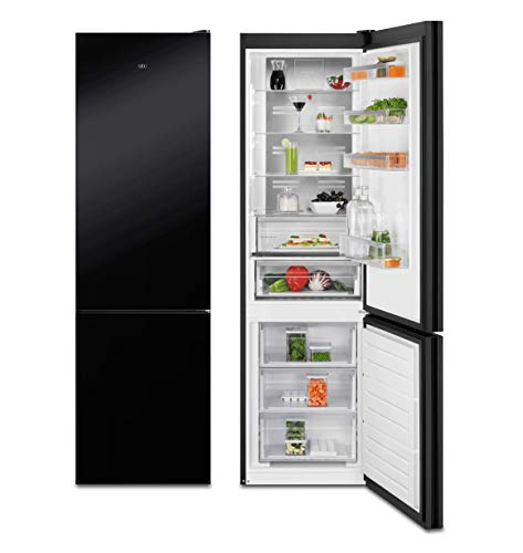 AEG RCB736E4MK Frigorífico Combi con puerta de cristal, Libre Instalación, 2.01 m, NoFrost, Tecnología Twintech, MultiFlow, Display LED, Cajón ExtraChill, Luces LED, Negro, Clase A++ AEG RCB736E4MK Frigorífico Combi con puerta de cristal, Libre Instalación, 2.01 m, NoFrost, Tecnología Twintech, MultiFlow, Display LED, Cajón ExtraChill, Luces LED, Negro, Clase A++